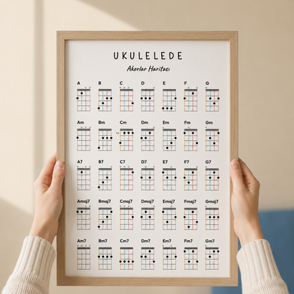 Ukulele Akor ve Klavye Posteri (2 Poster, Dijital) – 35 Akorlu Ukulele Öğrenme Seti PDF